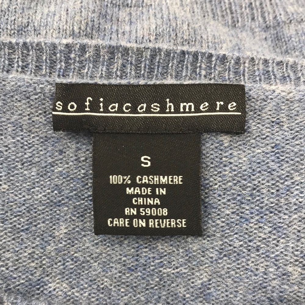 Sofia Cashmere Light Blue Long Sleeve Sweater - Picture 5 of 6